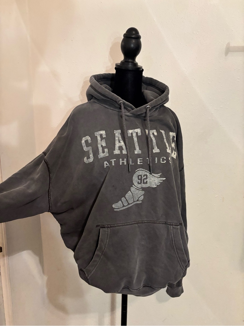 Abercrombie & Fitch Gray Hoodie with Seattle Athletics Graphic